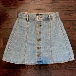 Button up denim mini skirt